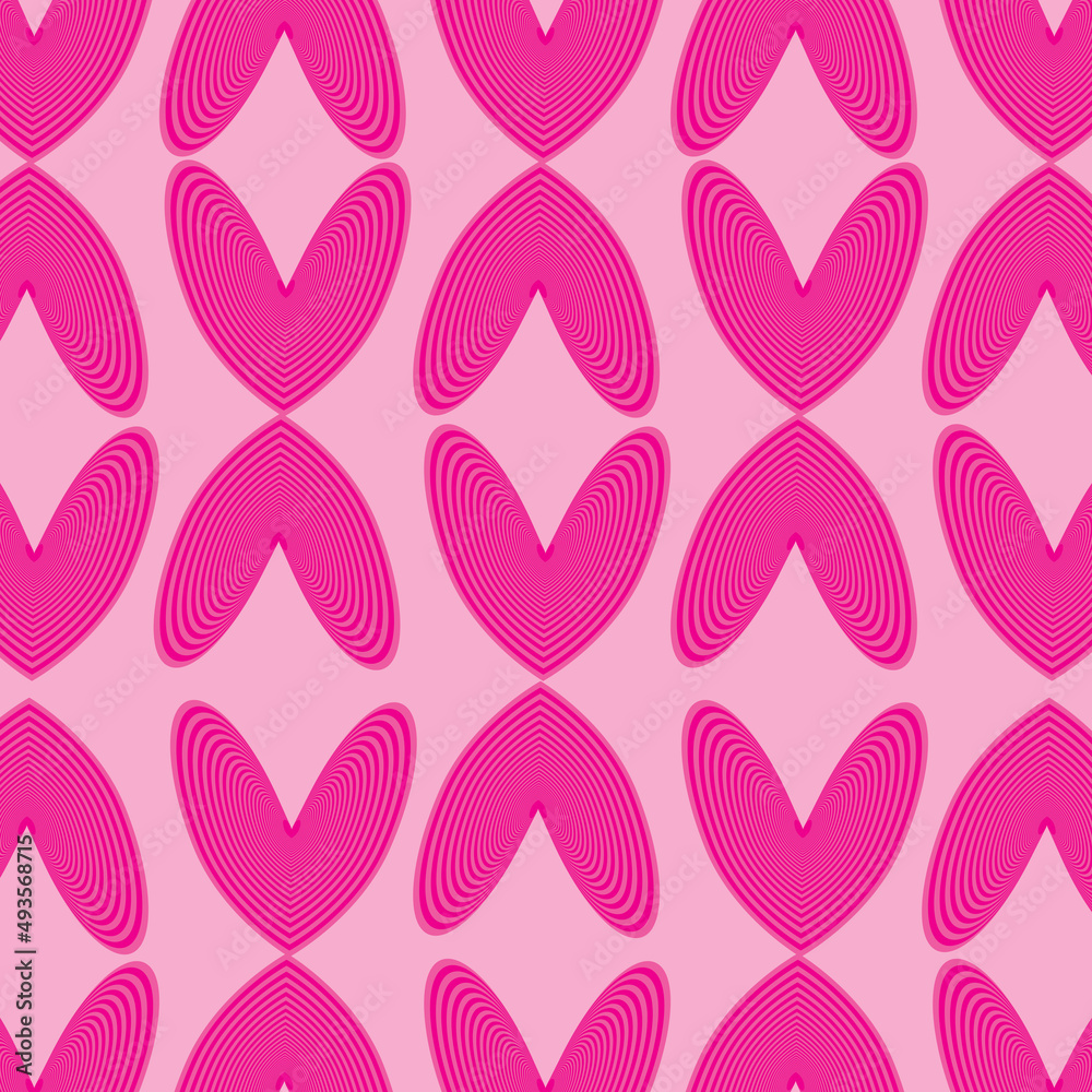 Seamless vector pattern with pink hearts on a pink background. Seamless vector pattern with pink hearts on a pink background.