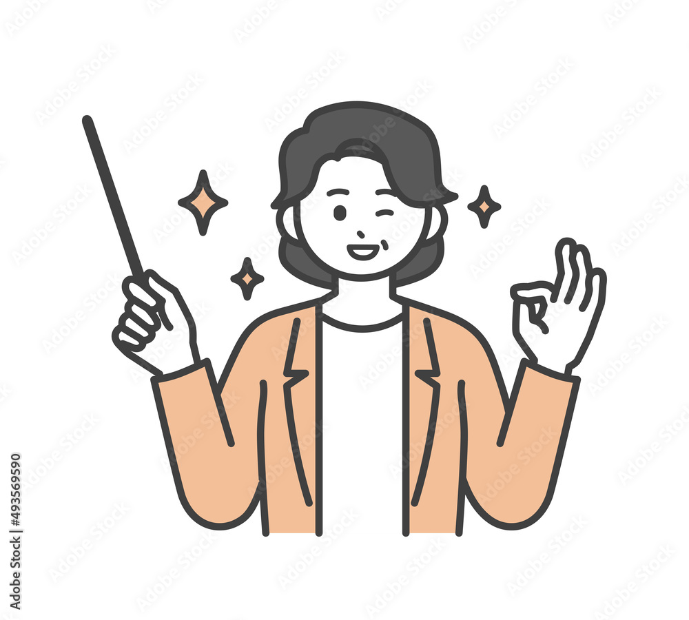 ビジネスパーソンが指し棒で説明するイラスト素材 ビジネスパーソンが指し棒で説明するイラスト素材