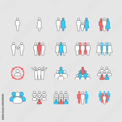 People simple color icons. Editable stroke.