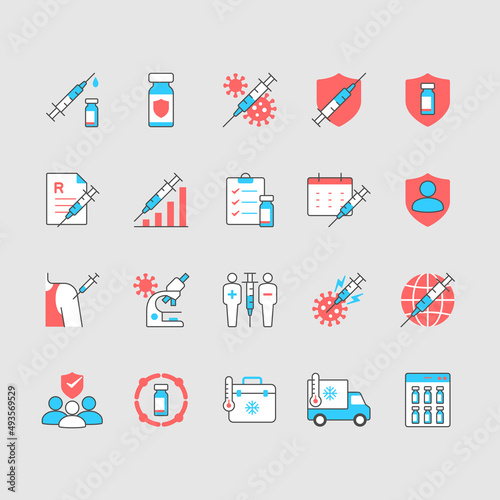 Vaccine simple color icons. Editable stroke.