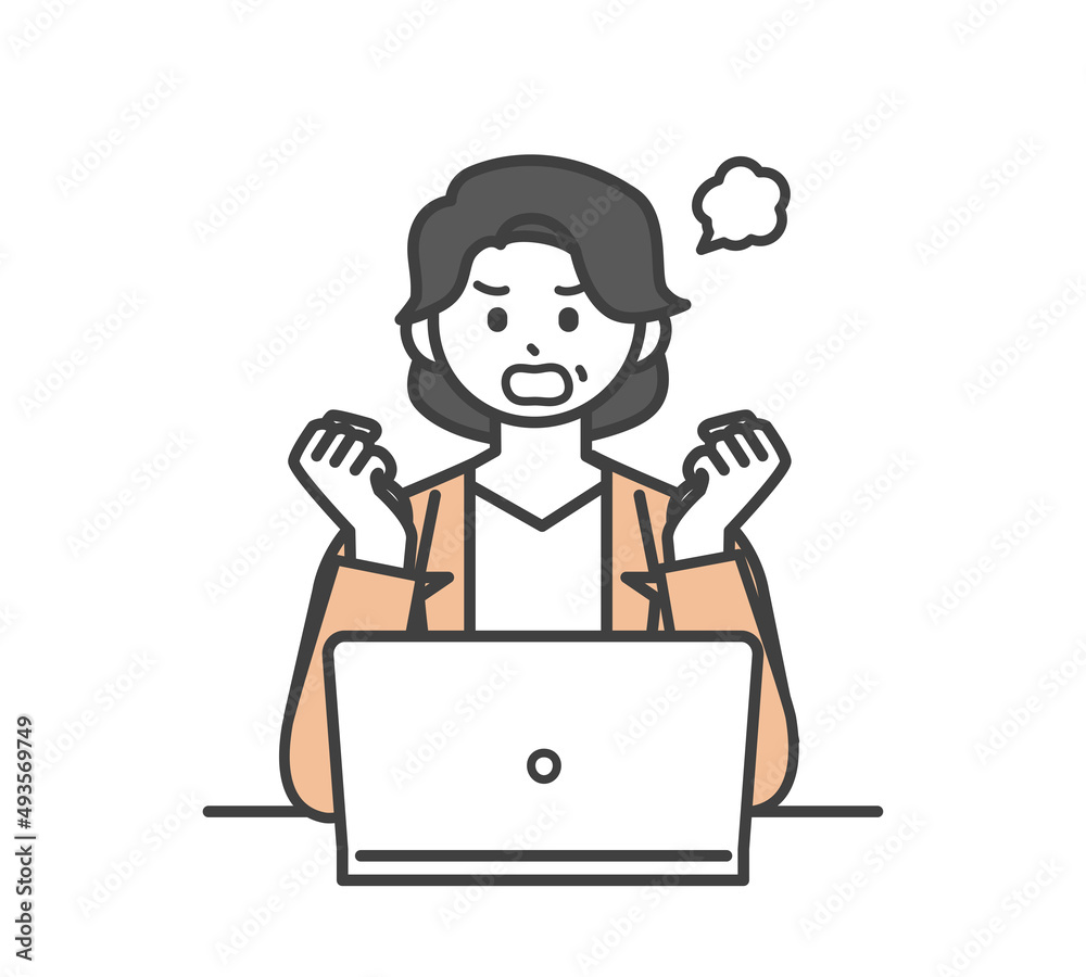 女性社員がパソコンを操作するイラスト素材 女性社員がパソコンを操作するイラスト素材