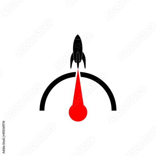 The tachometer, speedometer and indicator icon. Performance measurement symbol isolated on white background