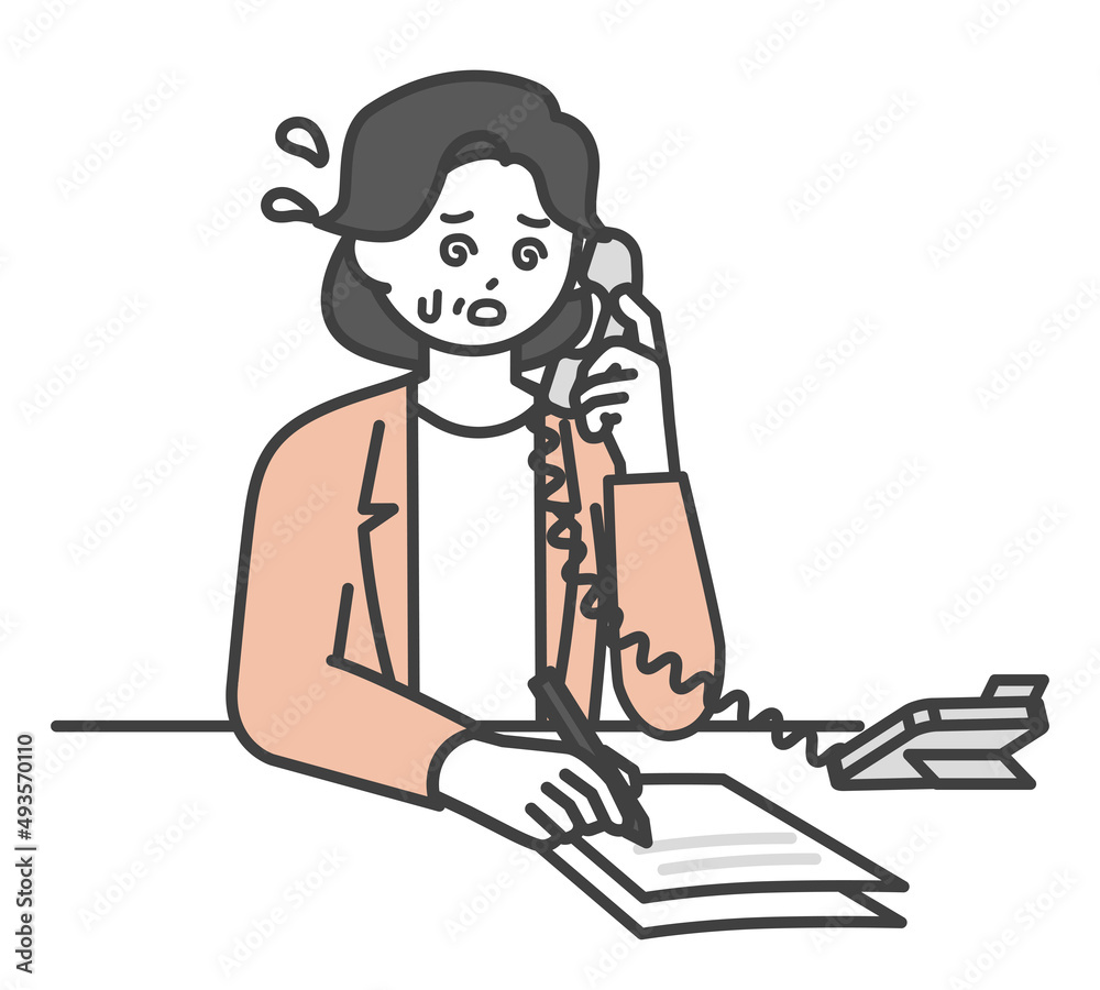 電話対応をするビジネスパーソンのイラスト素材 電話対応をするビジネスパーソンのイラスト素材