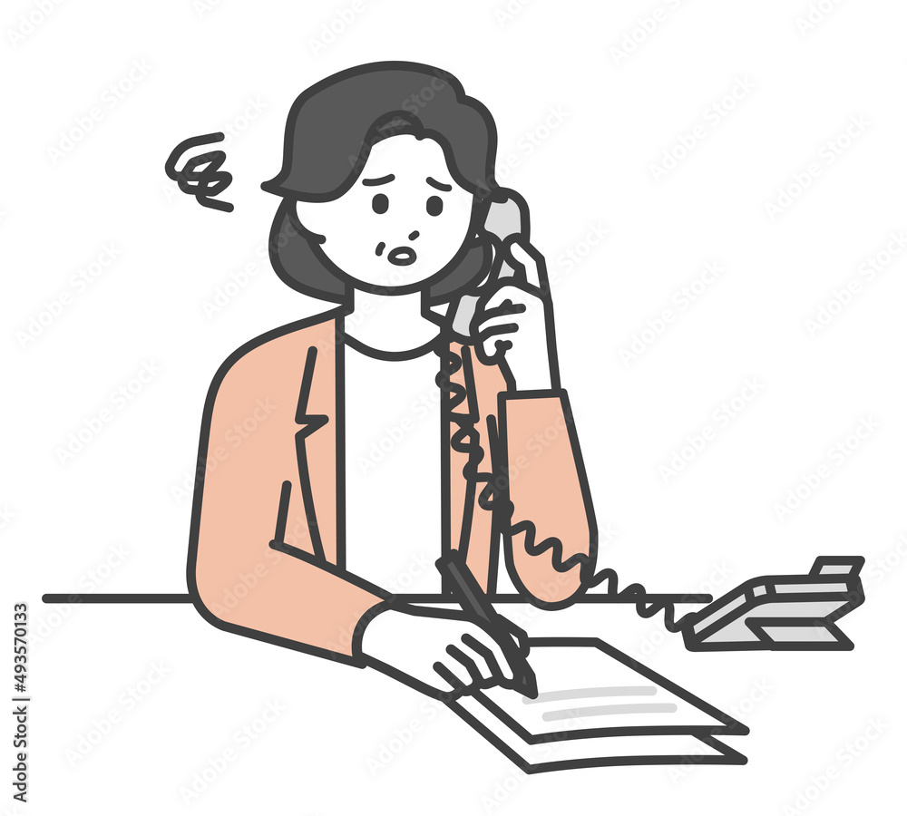 電話対応をするビジネスパーソンのイラスト素材 電話対応をするビジネスパーソンのイラスト素材