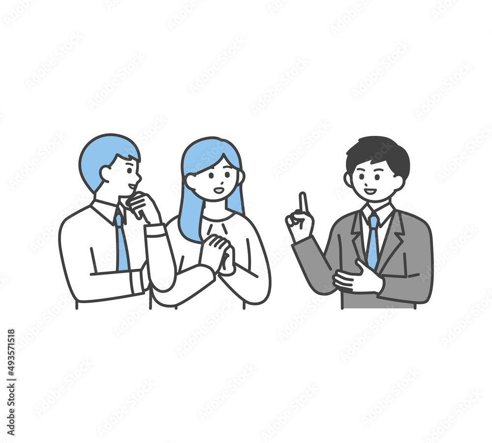 ディスカッションをするビジネスパーソンのイラスト素材
