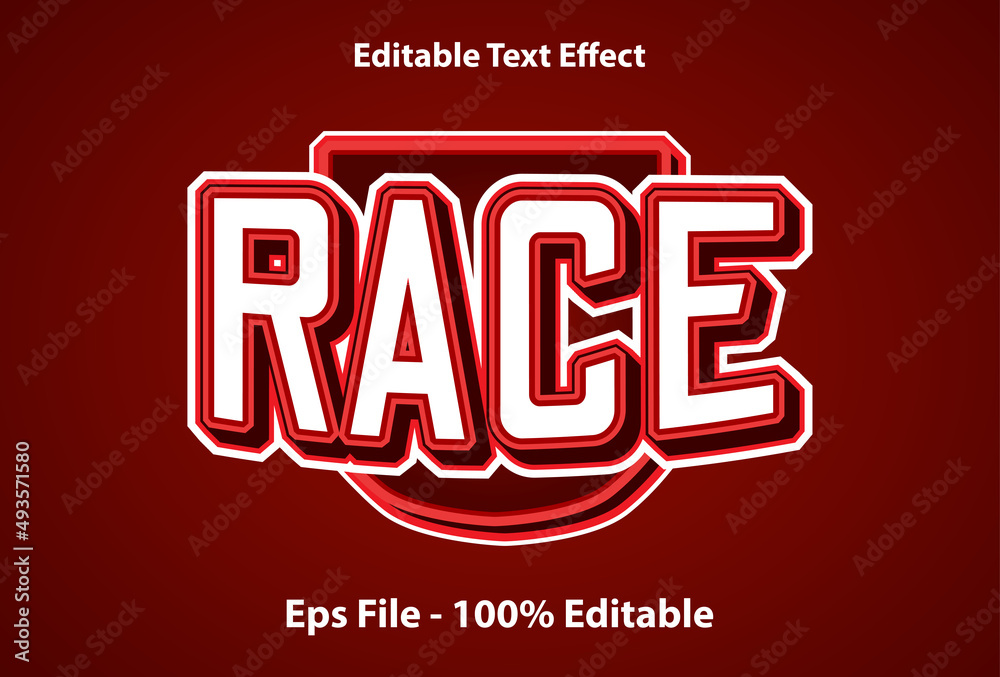 race text effect editable in red.