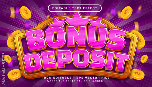 bonus deposit 3d text effect and editable text effect