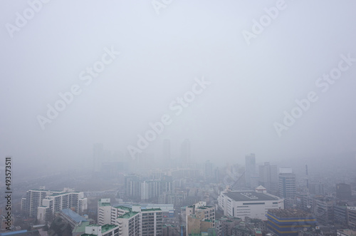 Korea Seoul, environmental pollution due to fine dust is serious now. 