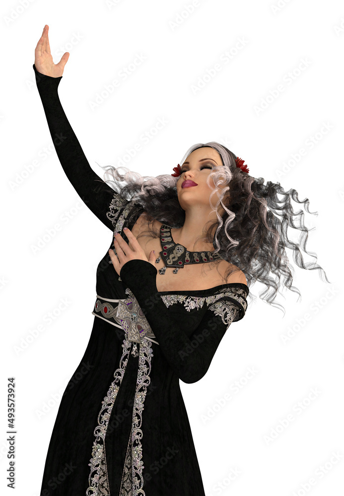 3D Witch with purple eyes and curly hair 3D Witch with purple eyes and curly hair