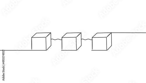 Continuous one line drawing of cloud storage technology