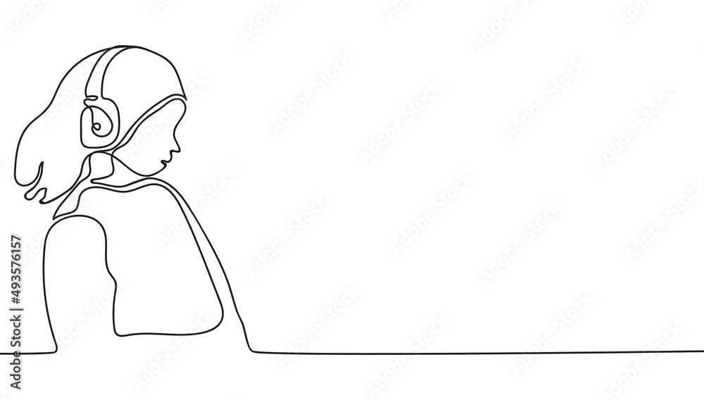 Continuous one line drawing of song contest