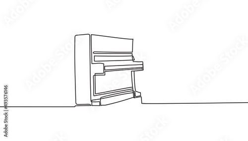 One line drawing piano music instrument vector illustration