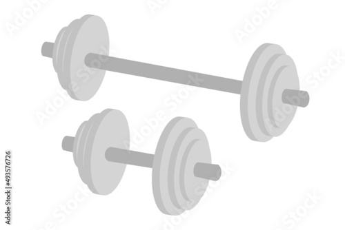 Simple Vector barbell and Dumbbell, isolated on white