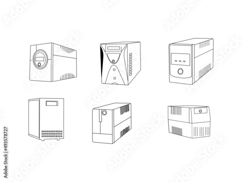 Grey Uninterruptible power supply UPS icon isolated on white background. Uninterruptible power supply, Ups Icon Vector Illustration. power supply icon Set. long shadow, vector illustration