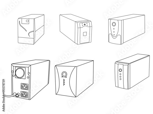 Grey Uninterruptible power supply UPS icon isolated on white background. Uninterruptible power supply, Ups Icon Vector Illustration. power supply icon Set. long shadow, vector illustration