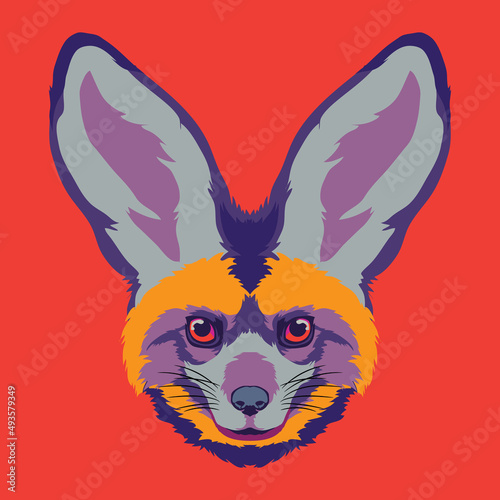 bat-eared fox face vector illustration in decorative style, perfect for tshirt style and mascot logo