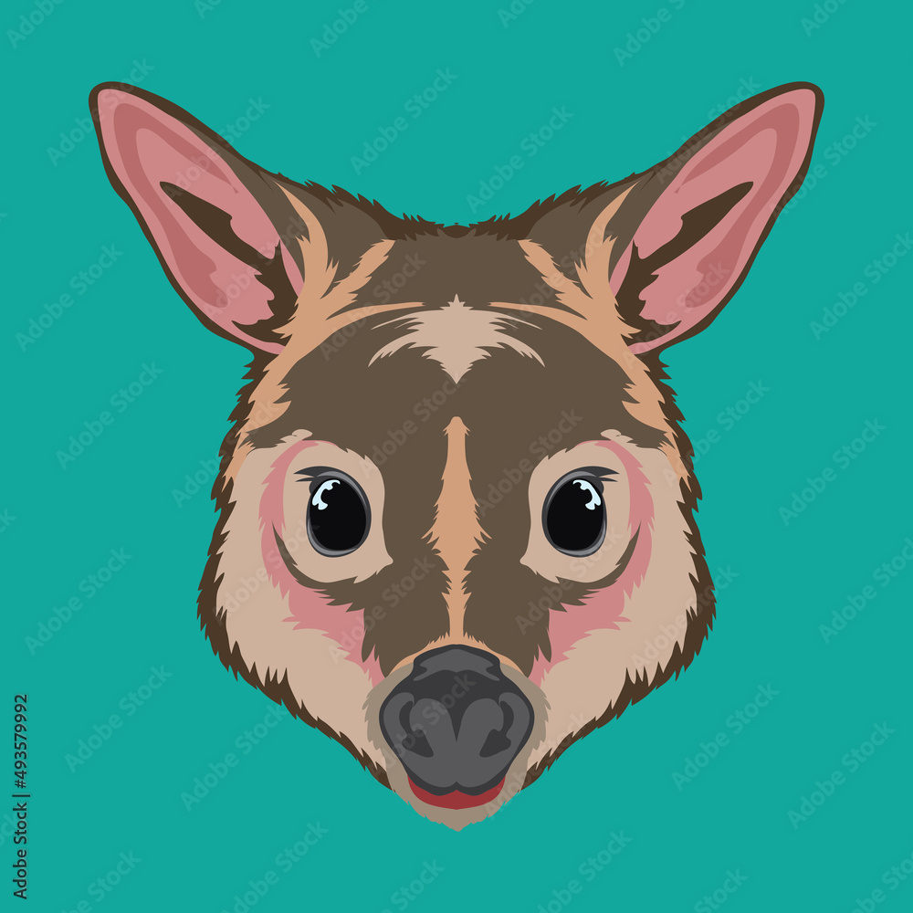 Pademelon face vector illustration in decorative style, perfect for tshirt style and mascot logo