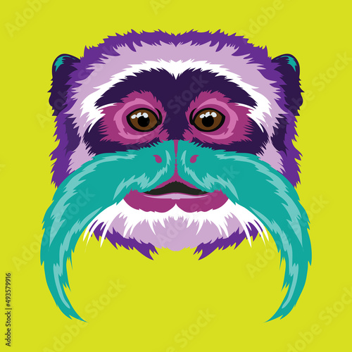 Cute and colorful Monkey face vector illustration in decorative style, perfect for t shirt design and mascot logo