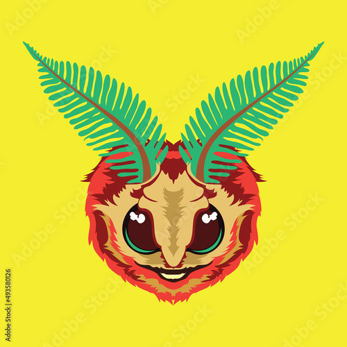 Poodle moth face vector illustration in decorative style, perfect for tshirt style and mascot logo 