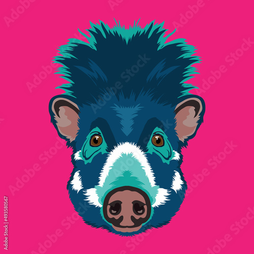 Visayan warty pig face vector illustration in decorative style, perfect for tshirt style and mascot logo