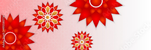 Islamic ramadan banner background with crescent pattern moon star mosque lantern. Vector illustration. Design for Eid Fitr, Eid Adha, Ashura, Islamic New Year, Muharram, Mawlid, Hajj, and Isra Miraj