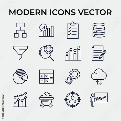 Data analysis set icon symbol template for graphic and web design collection logo vector illustration
