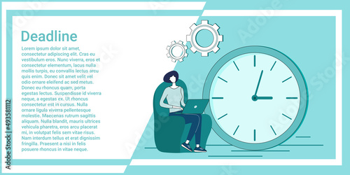 Deadline.Time management and time control.Planning business tasks.An illustration in the style of a green landing page.