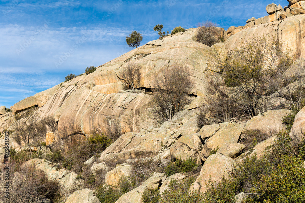 natural park formed by granite rocks called La Pedriza in the Sierra de Guadarrama, Madrid