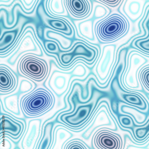 Soft blu water puddle seamless texture pattern. Fresh organic wet pool drop background. Swirl ombre blue degrade blur. Wavy decor illustration for summer beach design swatch tile. 