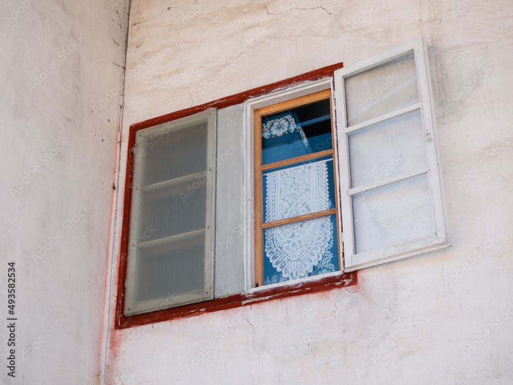 Traditional Window in Ladin Architecture in Cortina d'Ampezzo