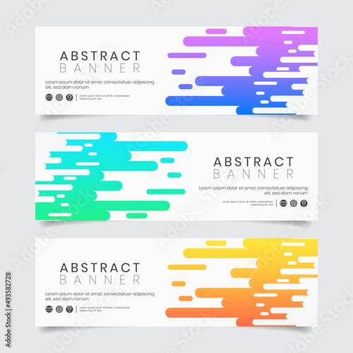 Abstract modern minimal banner template set. Horizontal website header cover for advertisement with dynamic geometric shapes and vibrant gradient color. EPS10 illustration vector.
