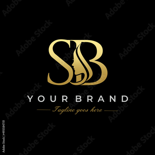 Initial Letter SB Beauty Face Logo Design Vector photo