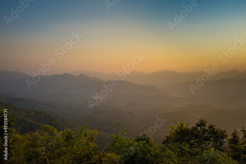 View of mountains and misty mountains, Mae Hong Son Province, Thailand. © chirawan_nt
