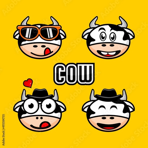 cartoon cow head illustration vector
