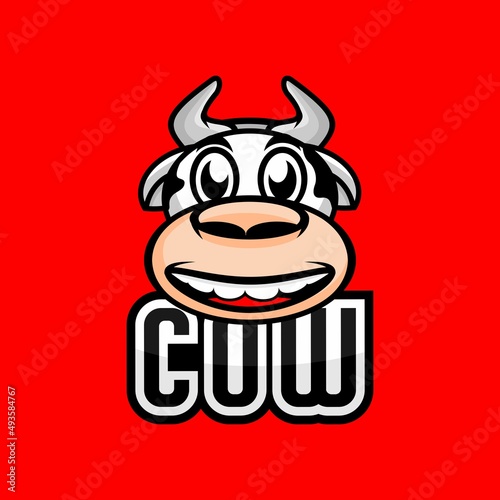 cartoon cow head illustration vector