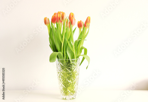 beautiful bouquet of yellow and orange tulips