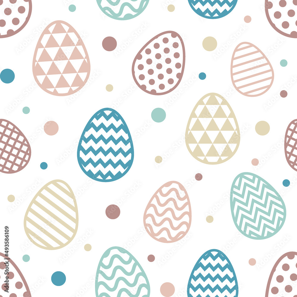 Easter pattern with colourful eggs. Vector