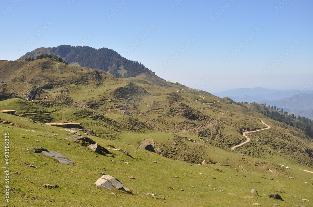 View of beautiful mountains of Parashar lake, Himachal Pradesh, India