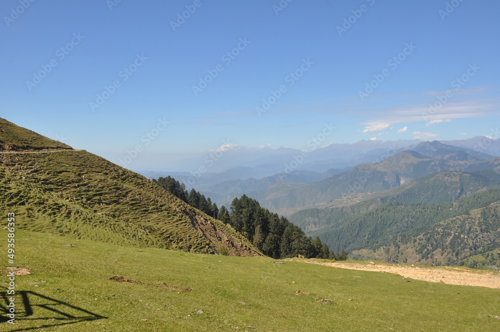 View of beautiful mountains of Parashar valley, Himachal Pradesh 