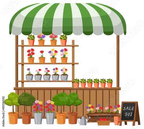 Flea market concept with plant shop