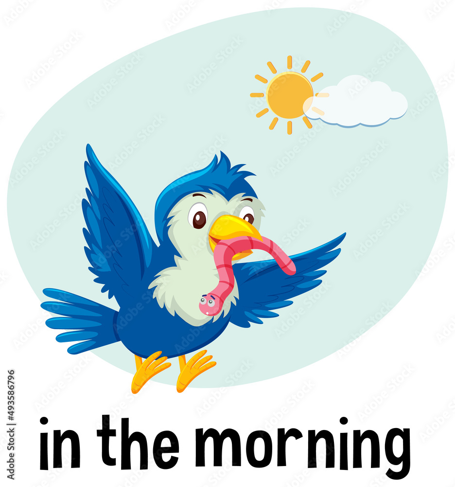 Obraz premium English prepositions of time for children