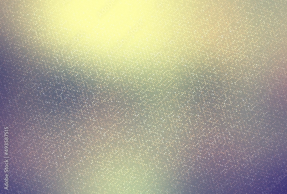 Shimmering sanded grid shabby effect on half transparent glass background. Defocus yellow blue toned backdrop. Trendy abstract texture.