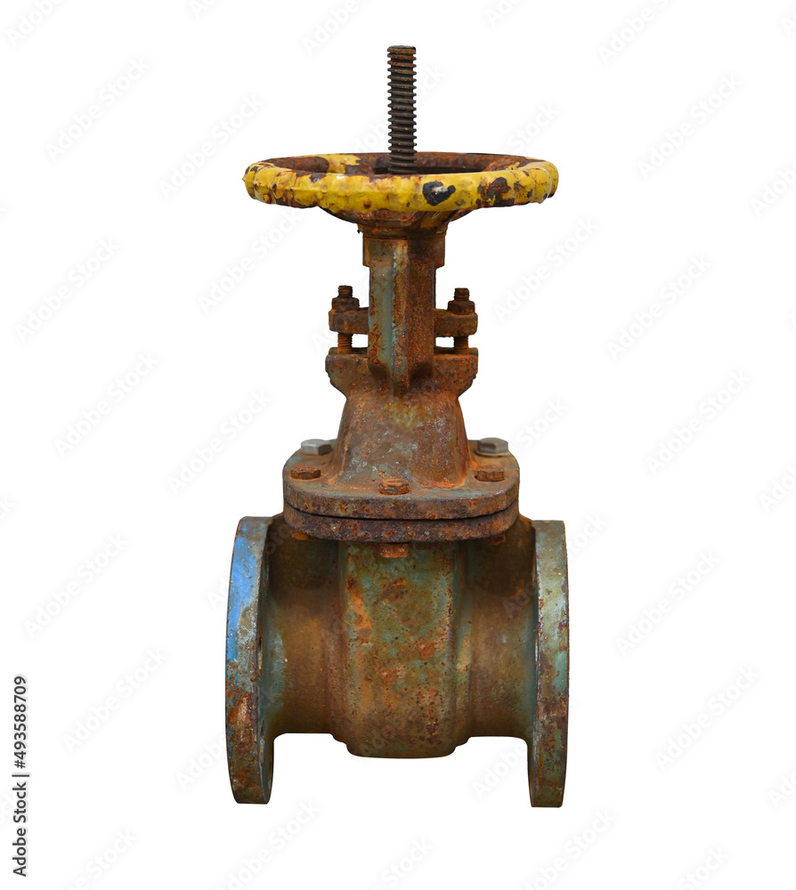 Rusted valve of outdoor pipeline. Isolated on white background. Rusted valve of outdoor pipeline. Isolated on white background.