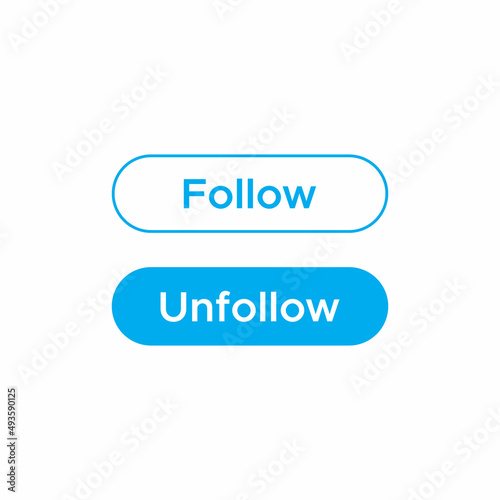 Follow and Unfollow Button Icon of Social Media