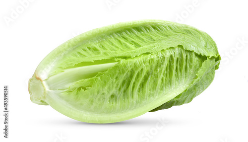 Fresh cos lettuce isolated on white
