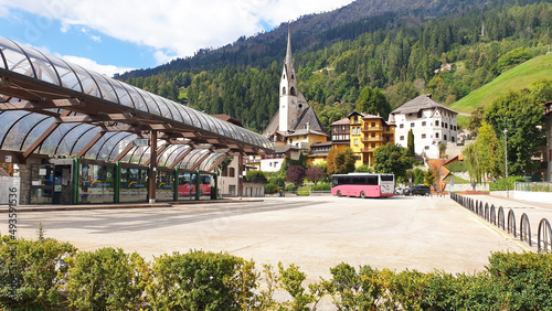 New modern bus station in the northern city of Fiera di Primiero, Italy. photo