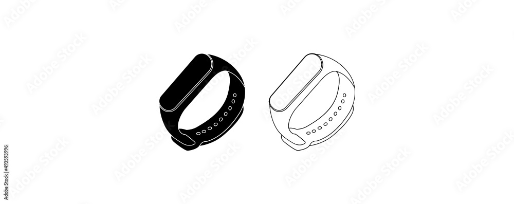 fitbit watch vector. fitness tracker band icons set vector image. Fitness  watch icon. Thin linear fitness watch outline icon isolated on white  background from gym and fitness collection. Line Stock Vector