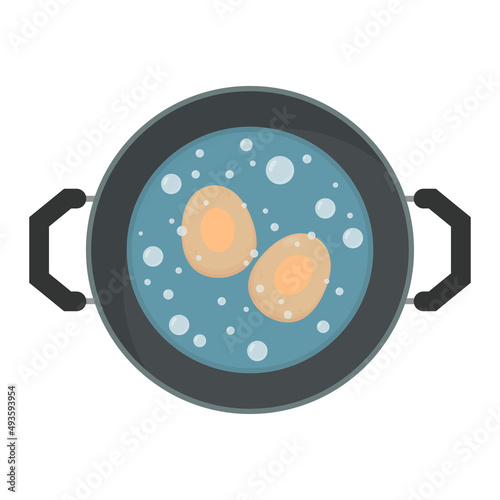 Boiled egg. Egg in hot pot vector. wallpaper. free space for text.