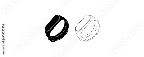  fitbit watch vector. fitness tracker band icons set vector image. Fitness watch icon. Thin linear fitness watch outline icon isolated on white background from gym and fitness collection. Line