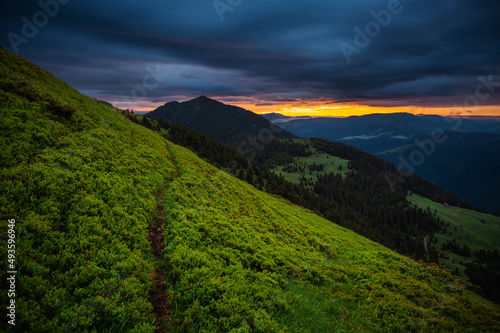 Majestic view of the mountains in the morning light. Carpathian mountains  Ukraine.